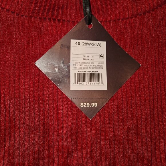 Women's plus size red thin long sleeve shirt size 4x - Picture 2 of 4